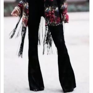Torn By Ronny Kobo Black Velvet Hippie Hobo Bellbottoms Flare Sz S New